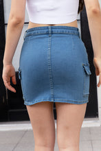 Load image into Gallery viewer, High Waist Pocketed Denim Skirt