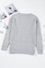 Load image into Gallery viewer, Openwork V-Neck Dropped Shoulder Sweater