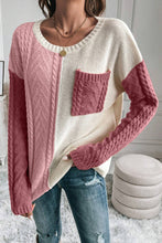 Load image into Gallery viewer, Color Block Round Neck Long Sleeve Sweater