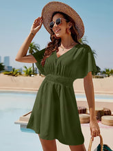 Load image into Gallery viewer, Smocked V-Neck Short Sleeve Dress