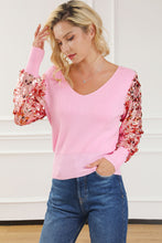 Load image into Gallery viewer, Sequin Long Sleeve V-Neck Sweater