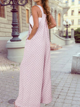 Load image into Gallery viewer, Checkered Pocketed High Waist Wide Leg Overall: Beau Blue / S