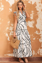 Load image into Gallery viewer, Ruffled Printed Surplice Cap Sleeve Dress