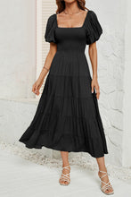 Load image into Gallery viewer, Smocked Square Neck Puff Sleeve Dress