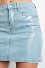 Load image into Gallery viewer, IS3069 Sequin stretch denim mini skirt