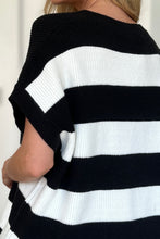 Load image into Gallery viewer, Double Take Full Size Striped V-Neck Short Sleeve Sweater