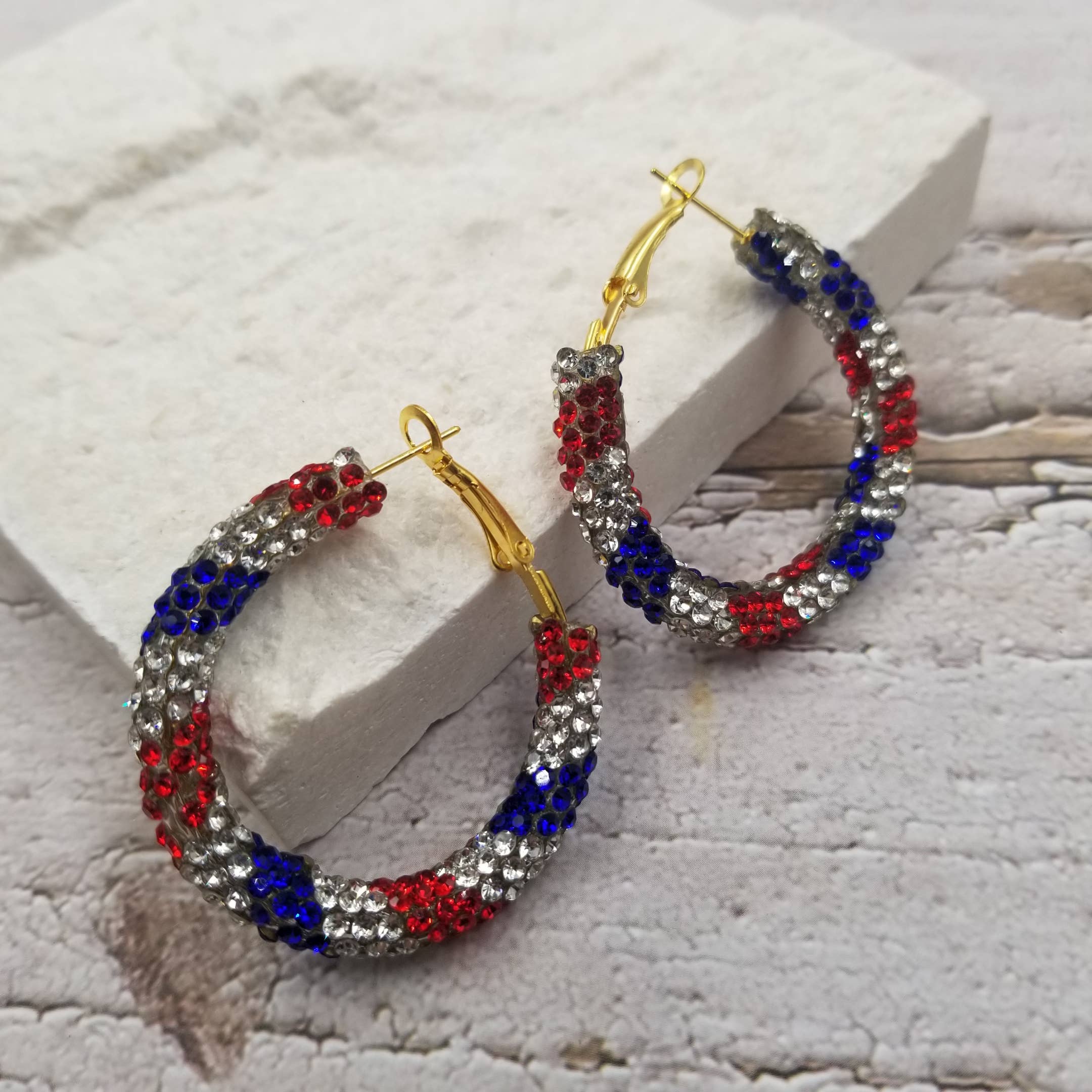 Red, White & Blue Independence Day Hoop Earrings