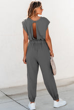 Load image into Gallery viewer, Cutout Drawstring Cap Sleeve Jumpsuit