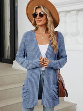 Load image into Gallery viewer, Pocketed Open Front Long Sleeve Cardigan