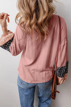 Load image into Gallery viewer, Color Block Tie Neck Long Sleeve Top