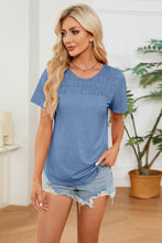 Load image into Gallery viewer, Ruched Round Neck Short Sleeve T-Shirt