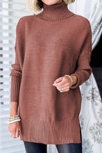 Load image into Gallery viewer, Ribbed Turtleneck Dropped Shoulder Pullover Sweater