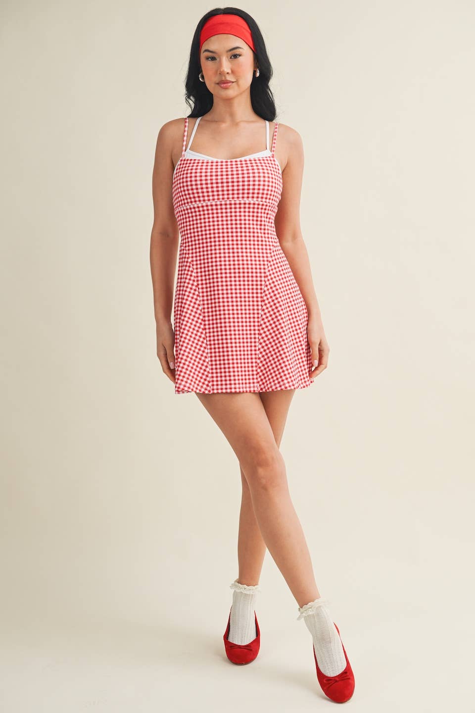 Gingham Print Double Layered Dress