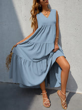 Load image into Gallery viewer, Tiered V-Neck Sleeve Dress