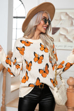 Load image into Gallery viewer, Butterfly Round Neck Long Sleeve Sweater