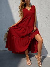 Load image into Gallery viewer, Tiered V-Neck Sleeve Dress