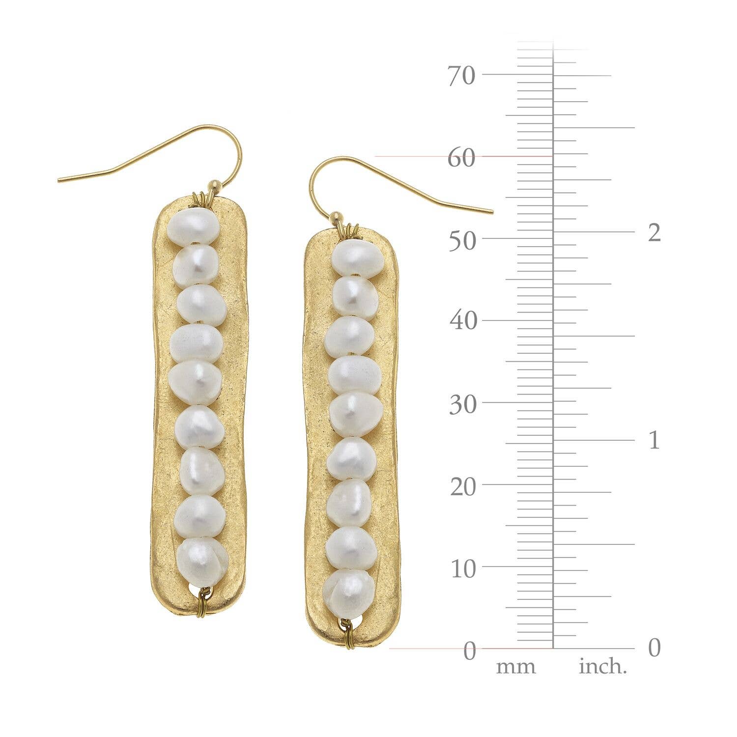 Susan Shaw Genuine Freshwater Pearls on Gold Bar Earrings