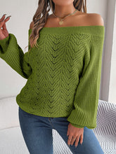 Load image into Gallery viewer, Openwork Off-Shoulder Long Sleeve Sweater