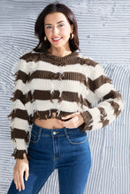 Load image into Gallery viewer, Striped Fringe Round Neck Sweater