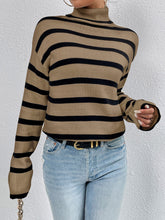 Load image into Gallery viewer, Striped Turtleneck Long Sleeve Sweater