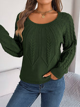 Load image into Gallery viewer, Cable-Knit Round Neck Long Sleeve Sweater