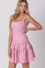 Load image into Gallery viewer, Tweed Tiered Sleeveless Mini Dress: PINK / S