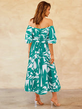 Load image into Gallery viewer, Printed Off-Shoulder Balloon Sleeve Dress