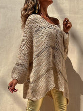 Load image into Gallery viewer, Openwork V-Neck Long Sleeve Sweater