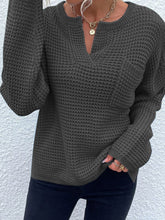 Load image into Gallery viewer, Notched Long Sleeve Sweater