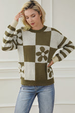 Load image into Gallery viewer, Contrast Round Neck Long Sleeve Sweater