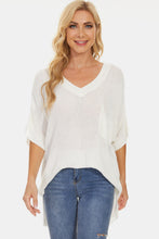 Load image into Gallery viewer, Pocketed V-Neck Half Sleeve Knit Top