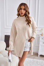 Load image into Gallery viewer, Exposed Seam Mock Neck Slit Sweater