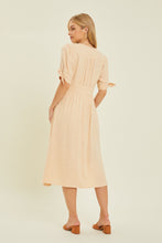 Load image into Gallery viewer, HEYSON Full Size Textured Linen V-Neck Button-Down Midi Dress