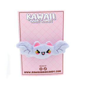 Kawaii Bat Plush Hair Clip: Mint