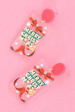 Merry Christmas Transparent Acrylic Earrings