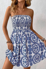 Load image into Gallery viewer, BLUE PRINTED TUBE TOP DRESS: BLUE / (M) 1