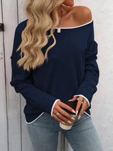 Load image into Gallery viewer, Mandy Contrast Trim Round Neck Long Sleeve Sweater