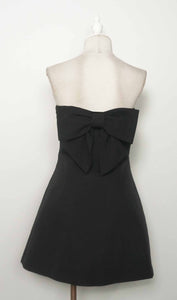 (Copy) CD05295-Strapless Tailored Fit and Flare Bow Detail Dress: Baby Blue / M