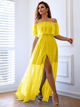 Load image into Gallery viewer, Off-Shoulder Layered Split Maxi Dress