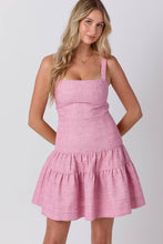 Load image into Gallery viewer, Tweed Tiered Sleeveless Mini Dress: PINK / S