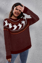 Load image into Gallery viewer, Ghost Pattern Round Neck Long Sleeve Sweater