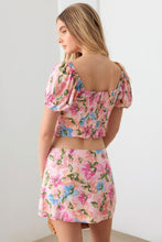 Load image into Gallery viewer, Le Lis Floral Puff Sleeve Crop Top and Mini Skirt Set