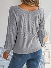 Load image into Gallery viewer, Cable-Knit Round Neck Long Sleeve Sweater