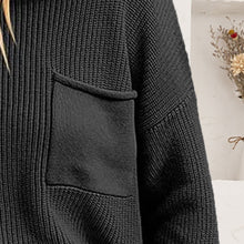 Load image into Gallery viewer, Ribbed Dropped Shoulder Sweater with Pocket