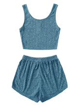 Load image into Gallery viewer, Scoop Neck Top and Shorts Lounge Set