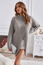 Load image into Gallery viewer, Exposed Seam Mock Neck Slit Sweater