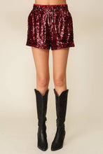 Load image into Gallery viewer, High Waisted Sequin Shorts: ROYAL / 2-2-2 (S-M-L)