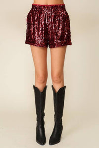 High Waisted Sequin Shorts: ROYAL / 2-2-2 (S-M-L)