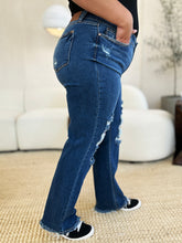 Load image into Gallery viewer, Judy Blue Full Size Mid Rise Distressed Raw Hem Jeans