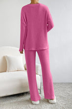 Load image into Gallery viewer, Ribbed V-Neck Top and Pants Set